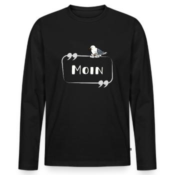 MOIN Möwe Nest Möwenmutter norddeutsch Schriftzug - Männer Premium Bio Langarmshirt - Schwarz - Vorne - Nico (187cm)