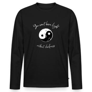 Yin Yang you cant have light without darkness - Männer Premium Bio Langarmshirt - Schwarz - Vorne - Nico (187cm)