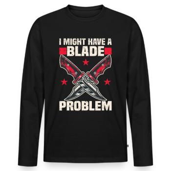 Messerliebhaber Geschenkideen | Messersammler - Männer Premium Bio Langarmshirt - Schwarz - Vorne - Nico (187cm)