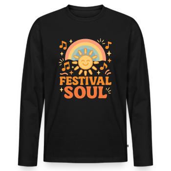 Soul Festival – Musikalische Sonne und Regenbogen - Männer Premium Bio Langarmshirt - Schwarz - Vorne - Nico (187cm)