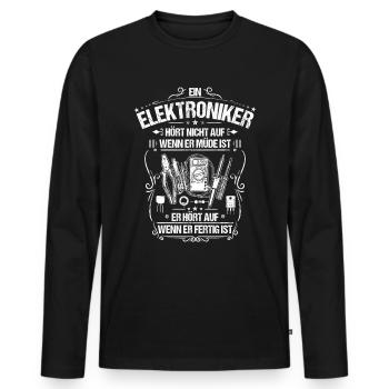 Elektroniker/Elektronik/Elektrizität/Elektriker - Männer Premium Bio Langarmshirt - Schwarz - Vorne - Nico (187cm)