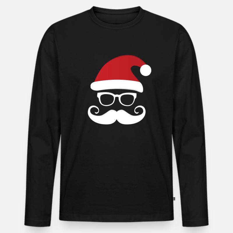 Weihnachtsmann mit Bart Weihnachtsmannhipster - Männer Premium Bio Langarmshirt - Schwarz