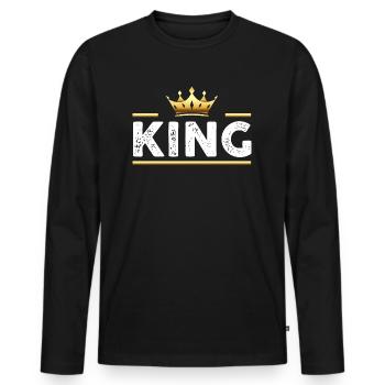 King, the best - Men's Premium Organic Long Sleeve Shirt - black - Front - Nico (187cm)