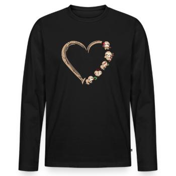 Cute baby sloth heart for sloth lover - Men's Premium Organic Long Sleeve Shirt - black - Front - Nico (187cm)