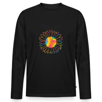 Bunte Sonnenblume Bunte Sonnenblumen Welt - Männer Premium Bio Langarmshirt - Schwarz - Vorne - Nico (187cm)