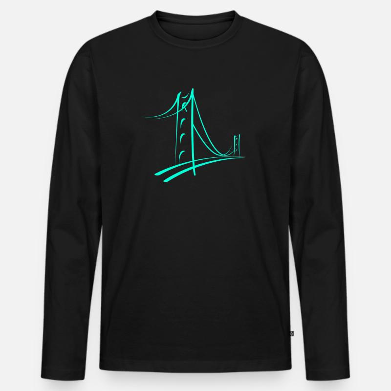 Autobahnbrücke - Männer Premium Bio Langarmshirt - Schwarz