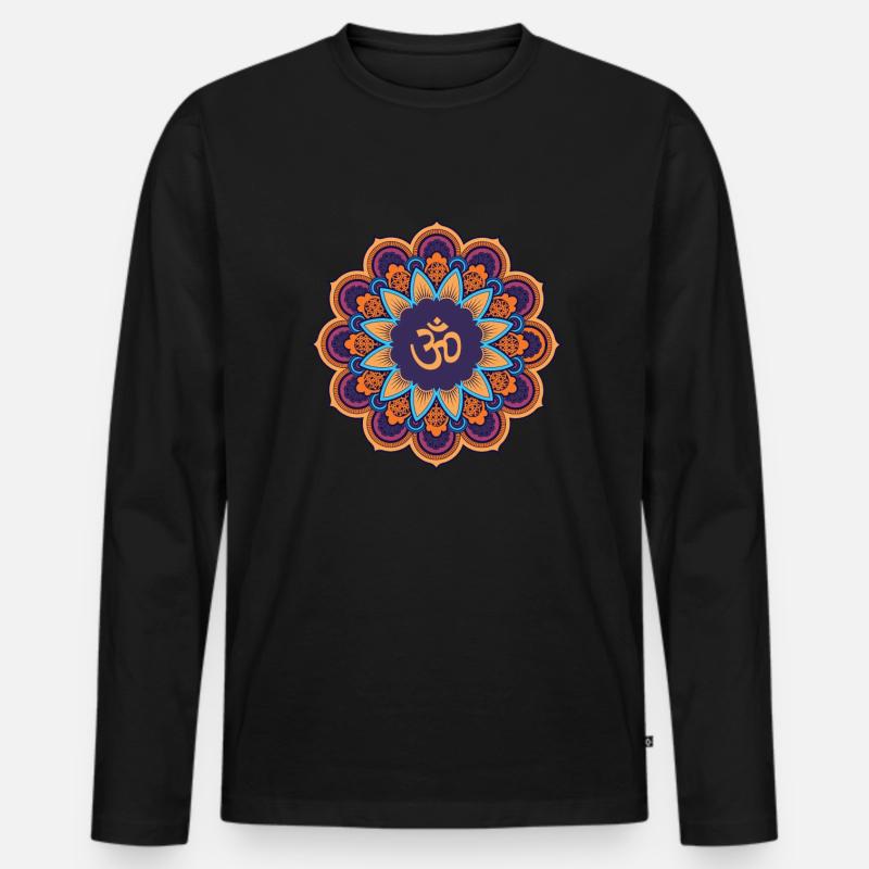Mandala Zitat Om - Männer Premium Bio Langarmshirt - Schwarz