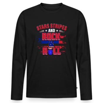 Stars And Stripes And Rock And Roll USA 2021 - Men's Premium Organic Long Sleeve Shirt - black - Front - Nico (187cm)