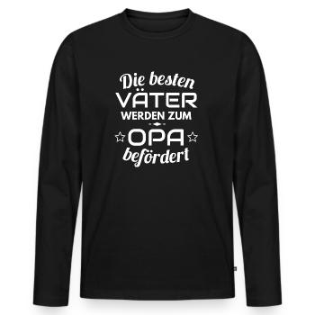 Bester Opa - Zum Opa befördert - Männer Premium Bio Langarmshirt - Schwarz - Vorne - Nico (187cm)