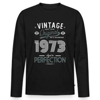 AGE TO PERFECTION 1973 né en anniversaire 50 ans - T-shirt manches longues Premium bio Homme - noir - Devant - Nico (187cm)