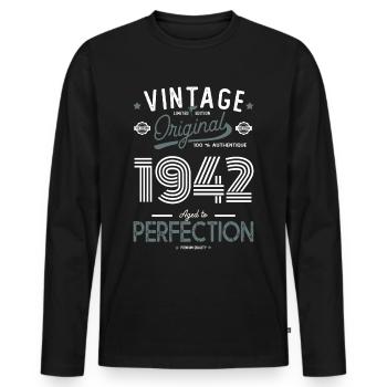 AGE TO PERFECTION born in 1942 anniversary 80 years - Men's Premium Organic Long Sleeve Shirt - black - Front - Nico (187cm)