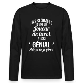 Joueur de tarot - T-shirt manches longues Premium bio Homme - noir - Devant - Nico (187cm)