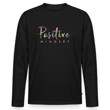 Positive mindset - Stay positive - Men's Premium Organic Long Sleeve Shirt - black - Front - Nico (187cm)