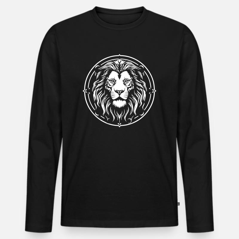 Löwe - Männer Premium Bio Langarmshirt - Schwarz
