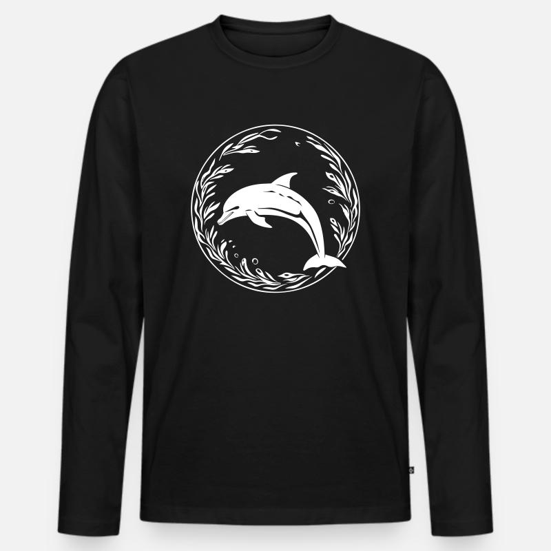 delfin - Männer Premium Bio Langarmshirt - Schwarz