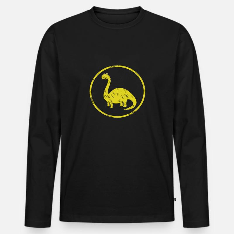 Dinosaurier - Männer Premium Bio Langarmshirt - Schwarz