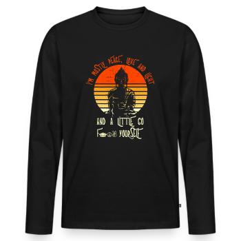 I'm mostly peace love light and a little go Yoga - Männer Premium Bio Langarmshirt - Schwarz - Vorne - Nico (187cm)