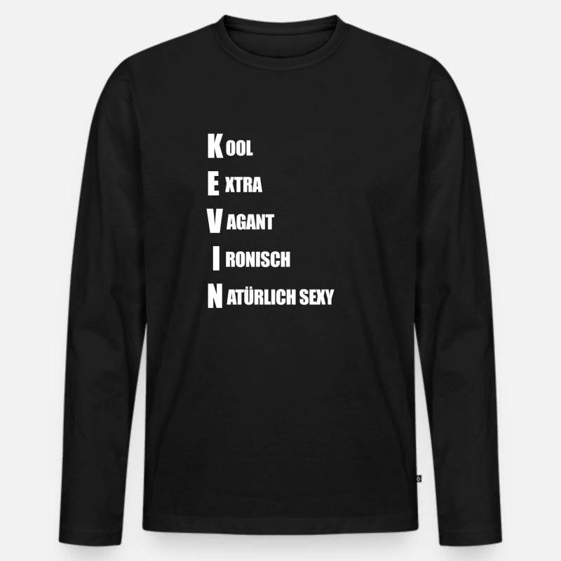 Kevin - Männer Premium Bio Langarmshirt - Schwarz