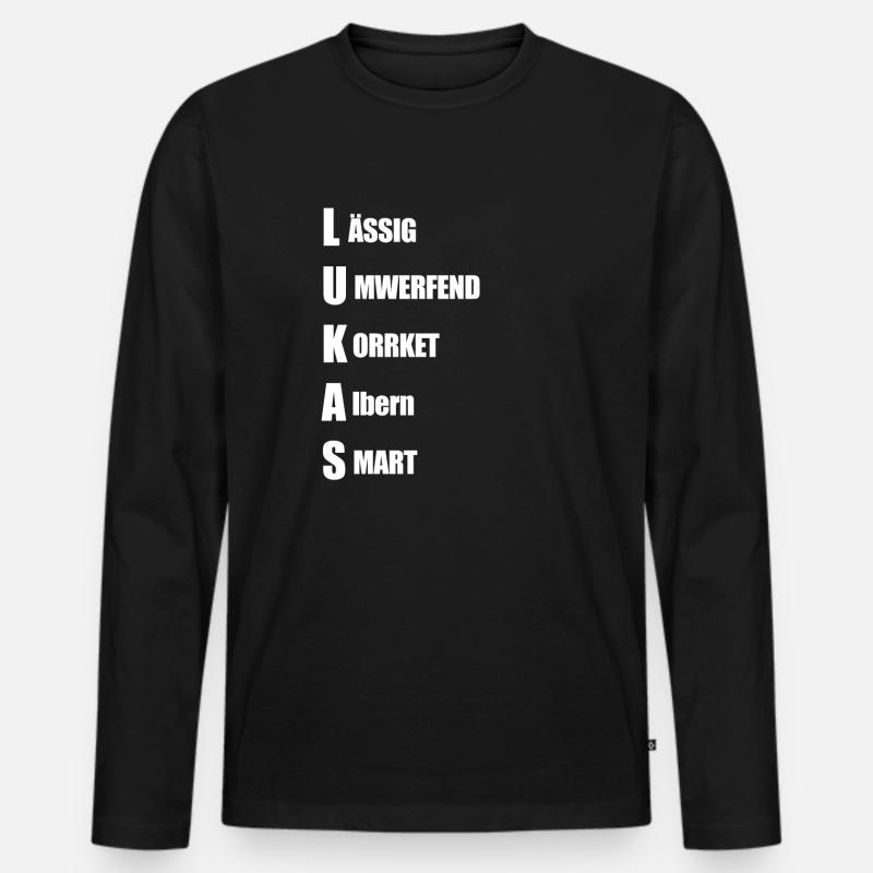 Lukas - Männer Premium Bio Langarmshirt - Schwarz