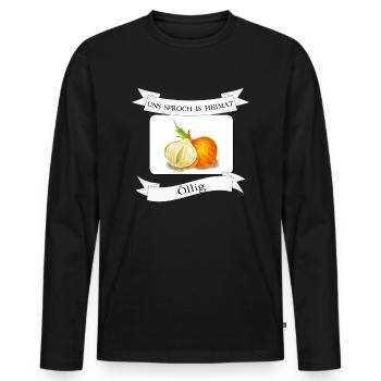 Oignon gras sur Kölsch, Cologne, dialecte - T-shirt manches longues Premium bio Homme - noir - Devant - Nico (187cm)