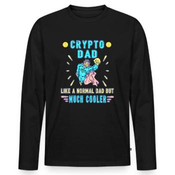Bitcoin Crypto père Papa Trader Trader argent - T-shirt manches longues Premium bio Homme - noir - Devant - Nico (187cm)