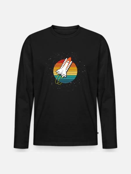 Raumschifft Galaxy Weltraum - Männer Premium Bio Langarmshirt - Schwarz