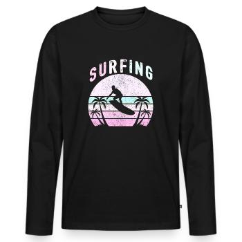 Surfing Surfing Surfeurs cadeau ondulatoire hawaï - T-shirt manches longues Premium bio Homme - noir - Devant - Nico (187cm)