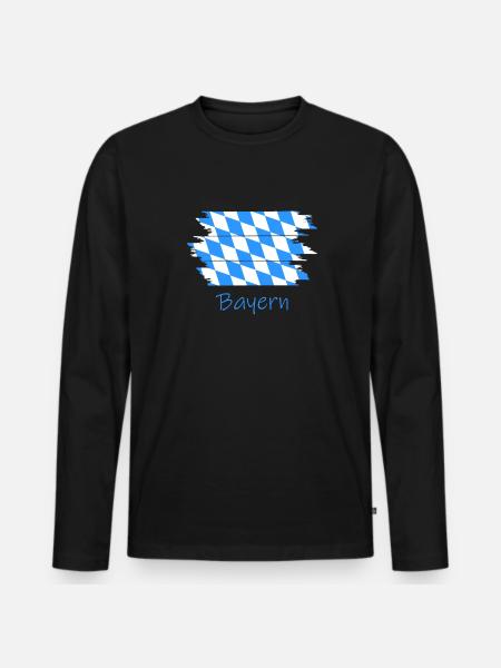 Bayern Flagge Bavaria bayern - Männer Premium Bio Langarmshirt - Schwarz