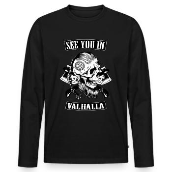 Crâne Viking Crâne Valhalla - T-shirt manches longues Premium bio Homme - noir - Devant - Nico (187cm)