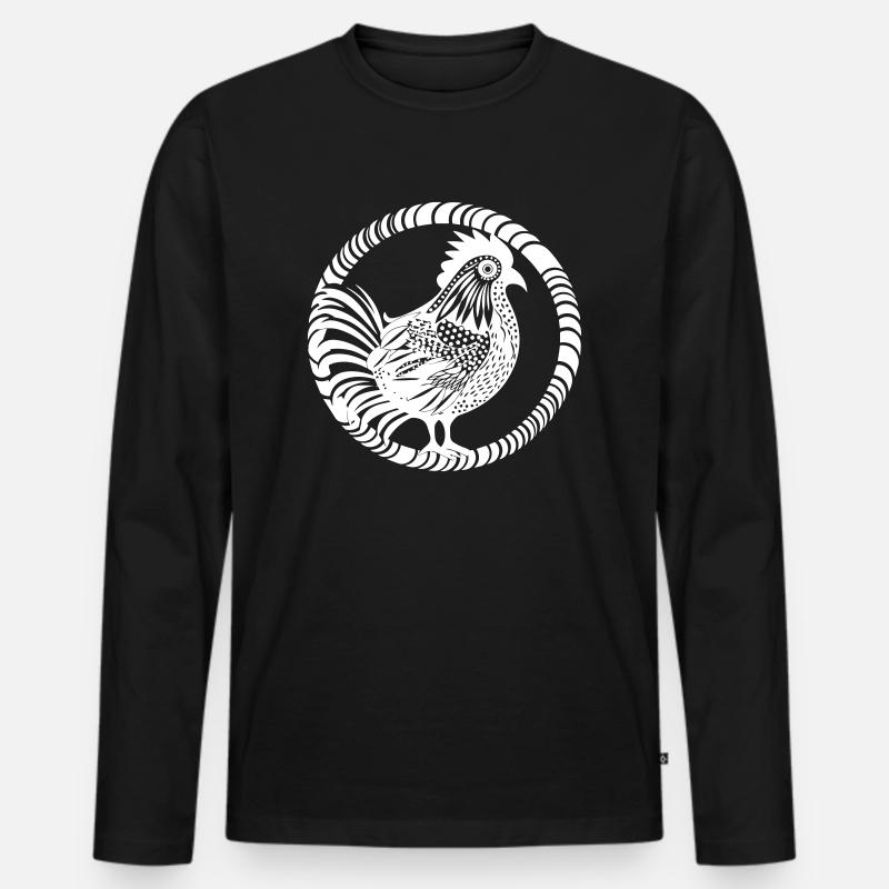 Hahn - Männer Premium Bio Langarmshirt - Schwarz