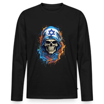 Israelischer Schädel: Flagge des Stolzes - Männer Premium Bio Langarmshirt - Schwarz - Vorne - Nico (187cm)