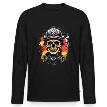 German Firefighter Heroes Skulls - Men's Premium Organic Long Sleeve Shirt - black - Front - Nico (187cm)