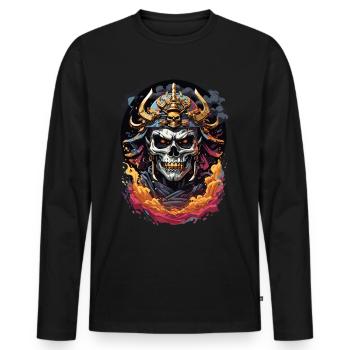 Japanese Samurai Skull - Men's Premium Organic Long Sleeve Shirt - black - Front - Nico (187cm)