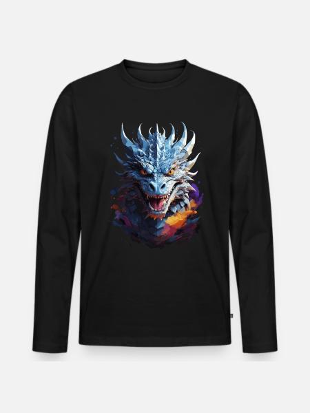 Dunkler Drache - Finstere Aura - Männer Premium Bio Langarmshirt - Schwarz