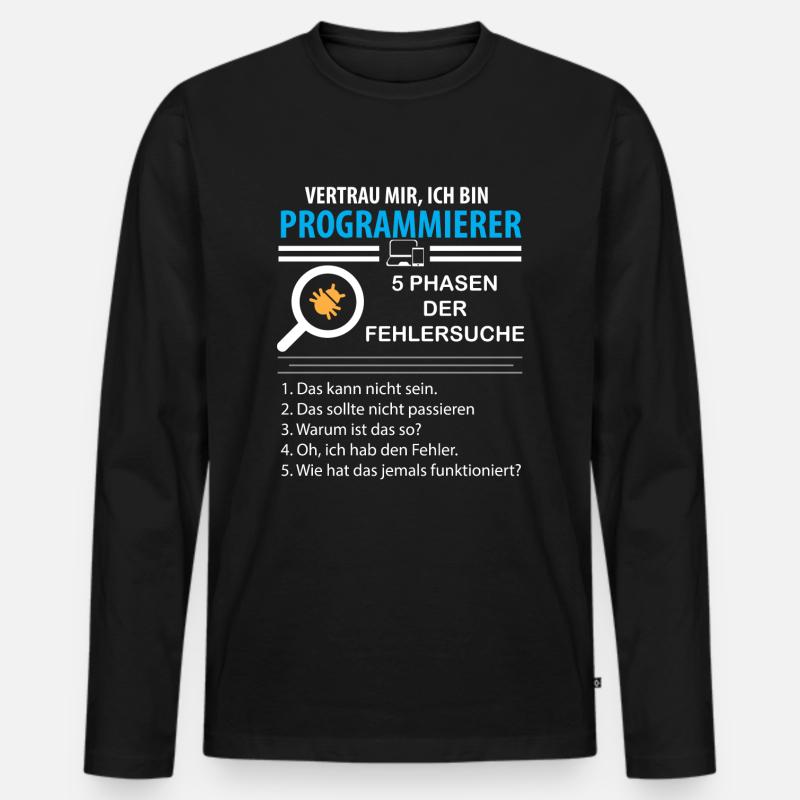 Vertrau mir ich bin Programmierer Nerd Geek - Männer Premium Bio Langarmshirt - Schwarz