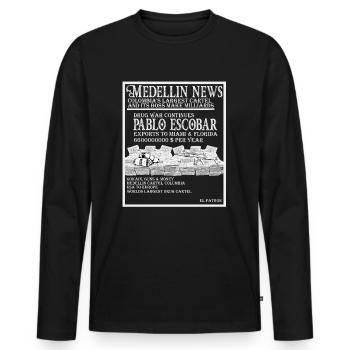Pablo Escobar - Medellin Kartell - Männer Premium Bio Langarmshirt - Schwarz - Vorne - Nico (187cm)