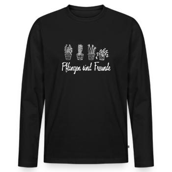 les plantes sont des amis - T-shirt manches longues Premium bio Homme - noir - Devant - Nico (187cm)
