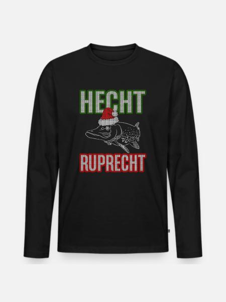 Hecht Ruprecht - Angler Geschenk - Männer Premium Bio Langarmshirt - Schwarz