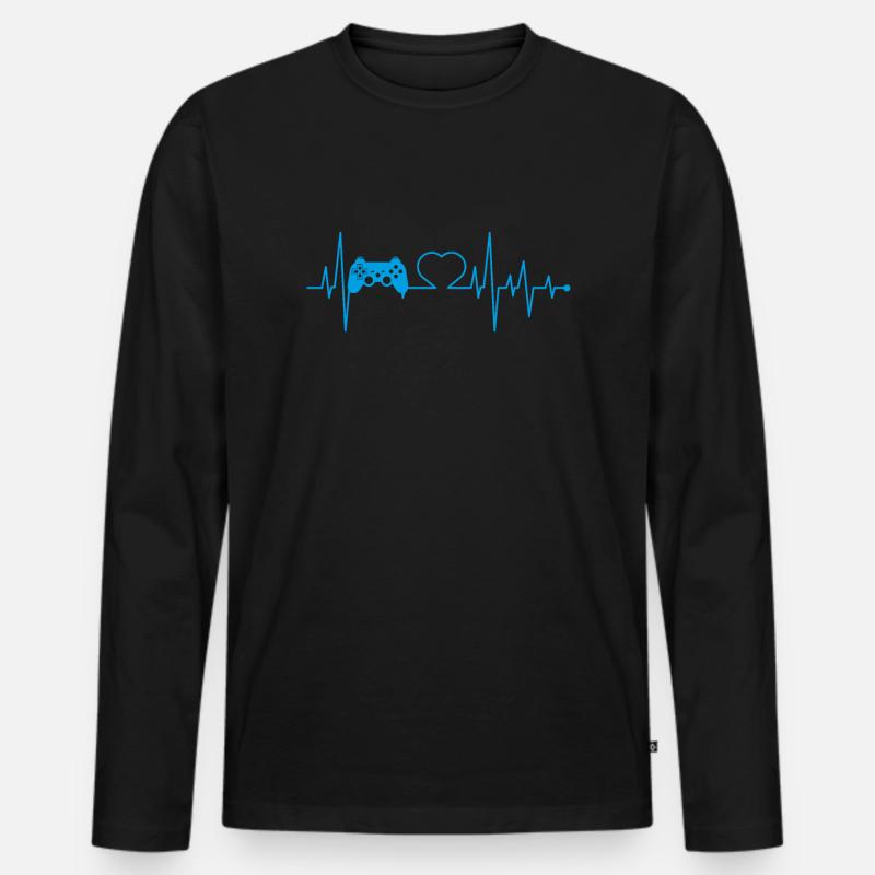 Gamer Zocker - Männer Premium Bio Langarmshirt - Schwarz