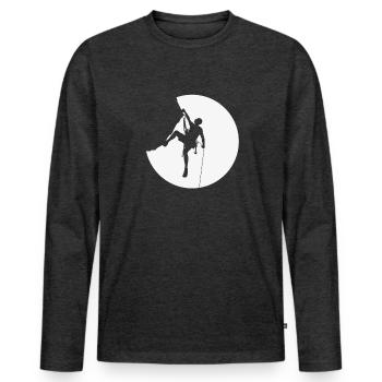 Escalade grimpeurs bloc rochers - T-shirt manches longues Premium bio Homme - anthracite chiné - Devant - Nico (187cm)