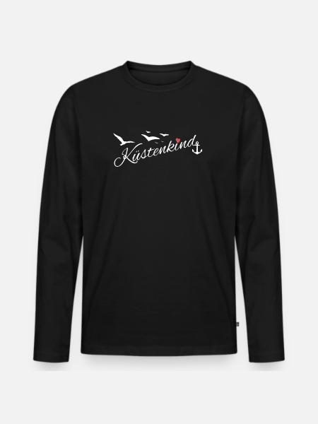Küstenkind - Männer Premium Bio Langarmshirt - Schwarz