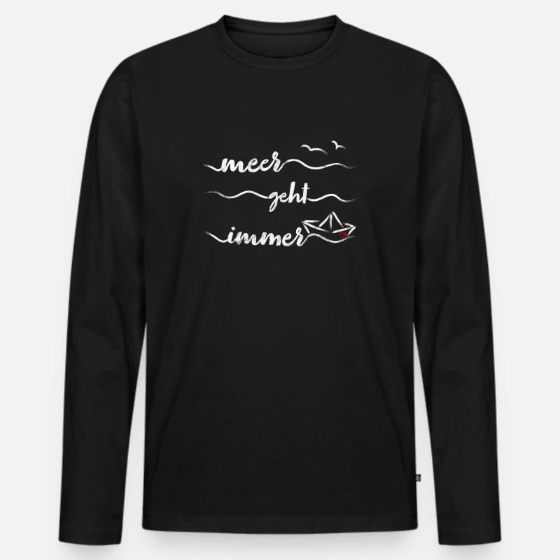 Papierschiff Meer Papierboot Papierschiffchen - Männer Premium Bio Langarmshirt - Schwarz