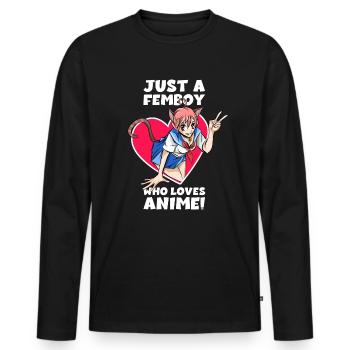 Femboy Anime Cosplay - Femboy Outfit Geschenkideee - Männer Premium Bio Langarmshirt - Schwarz - Vorne - Nico (187cm)