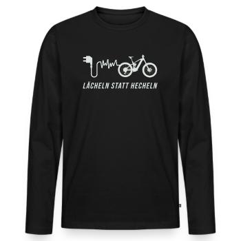 Vélo sourire au lieu de hecheln E-Bike Sort vélo - T-shirt manches longues Premium bio Homme - noir - Devant - Nico (187cm)