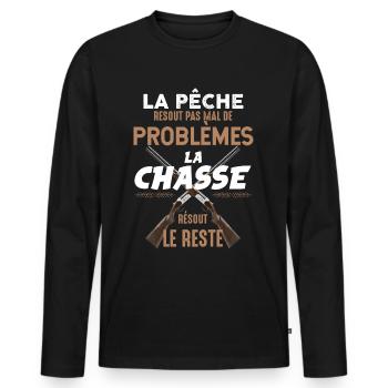 Chasse resout.png - T-shirt manches longues Premium bio Homme - noir - Devant - Nico (187cm)