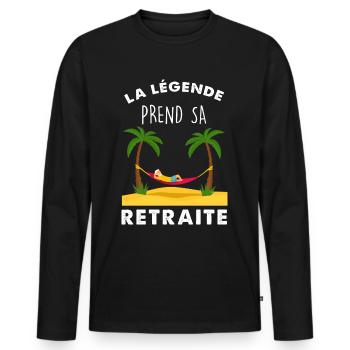 Retraité retraite idée cadeau départ en retraite - T-shirt manches longues Premium bio Homme - noir - Devant - Nico (187cm)