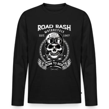 Motard Tete de Mort style vintage - T-shirt manches longues Premium bio Homme - noir - Devant - Nico (187cm)