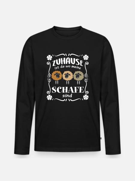 Zuhause wo meine Schafe sind - Männer Premium Bio Langarmshirt - Schwarz