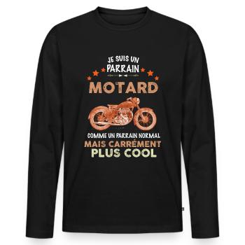 Le Meilleur Parrain Motard Du Monde - T-shirt manches longues Premium bio Homme - noir - Devant - Nico (187cm)