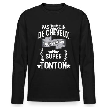 Super tonton Chauve - T-shirt manches longues Premium bio Homme - noir - Devant - Nico (187cm)